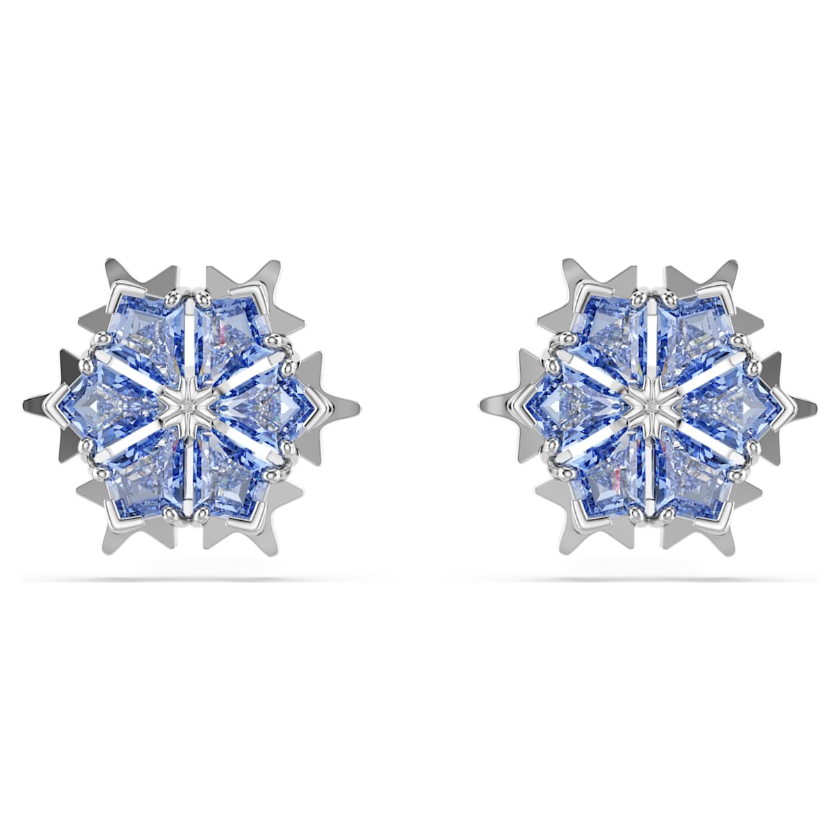 MAGIC STUD EARRINGS SNOWFLAKE BLUE RHODIUM PLATED