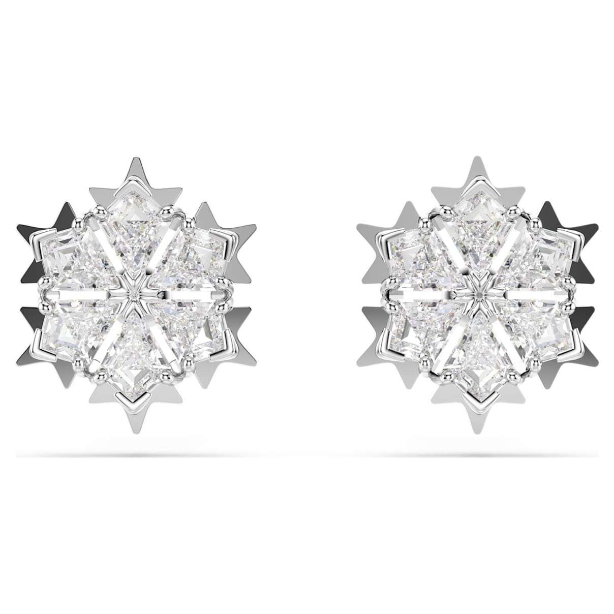MAGIC STUD EARRINGS SNOWFLAKE WHITE RHODIUM PLATED