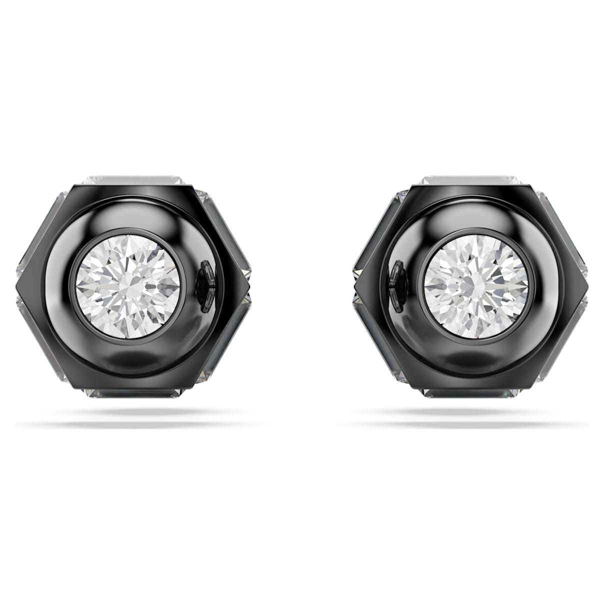 NUMINA STUD EARRINGS ROUND CUT WHITE RUTHENIUM PLATED