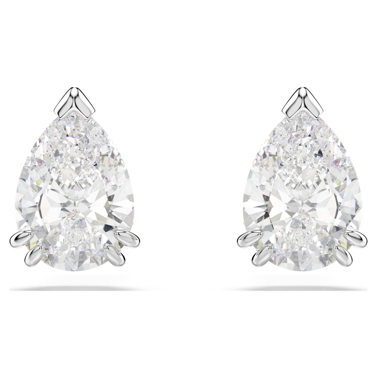 STILLA STUD EARRINGS PEAR CUT WHITE RHODIUM PLATED