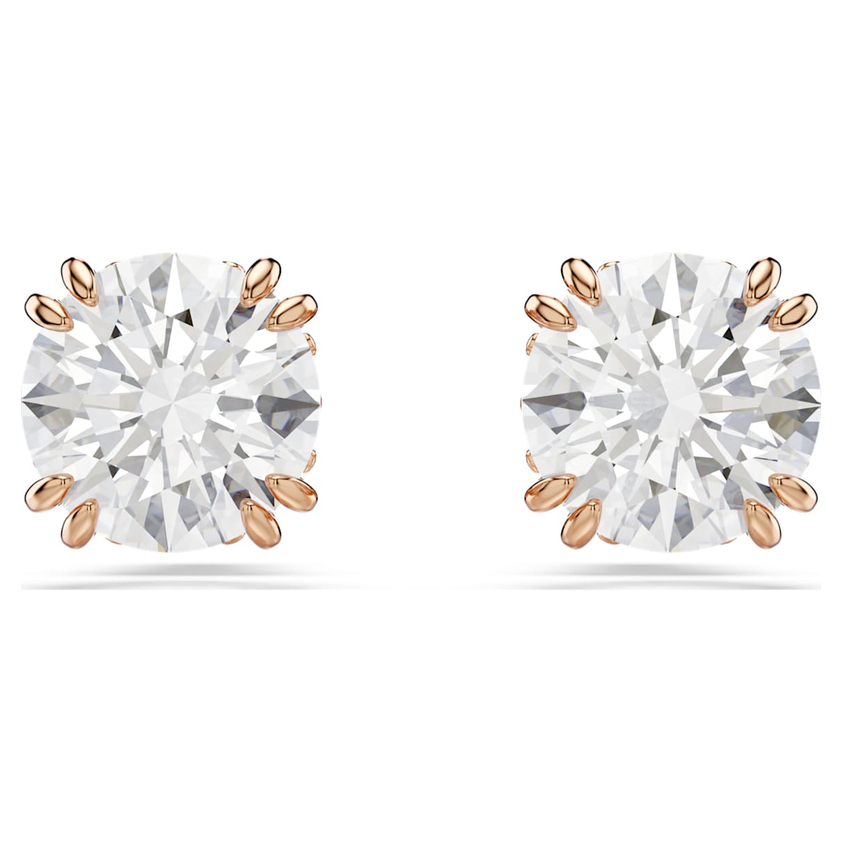 STILLA STUD EARRINGS ROUND CUT WHITE ROSE GOLD TONE PLATED