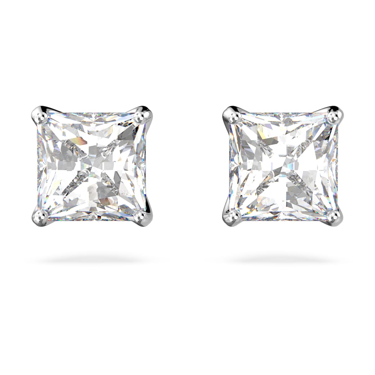 STILLA ATTRACT STUD EARRINGS SQUARE CUT WHITE RHODIUM PLATED
