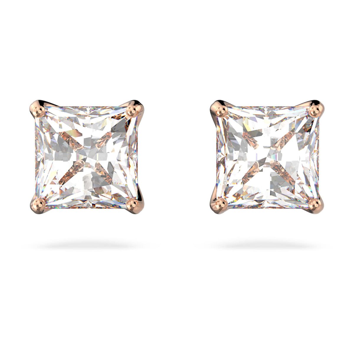 STILLA ATTRACT STUD EARRINGS SQUARE CUT WHITE ROSE GOLD TONE PLATED