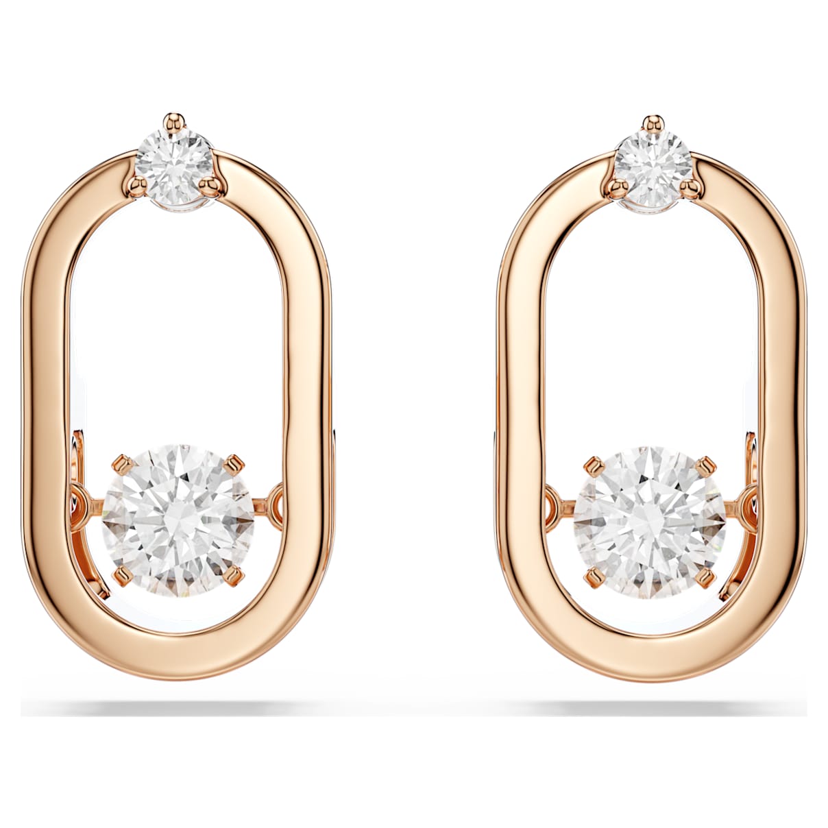UNA STUD EARRINGS ROUND CUT OVAL SHAPE WHITE ROSE GOLD TONE PLATED
