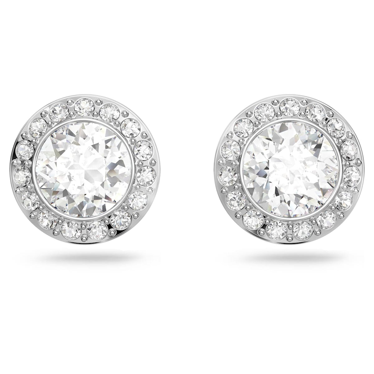 UNA ANGELIC STUD EARRINGS ROUND CUT WHITE RHODIUM PLATED