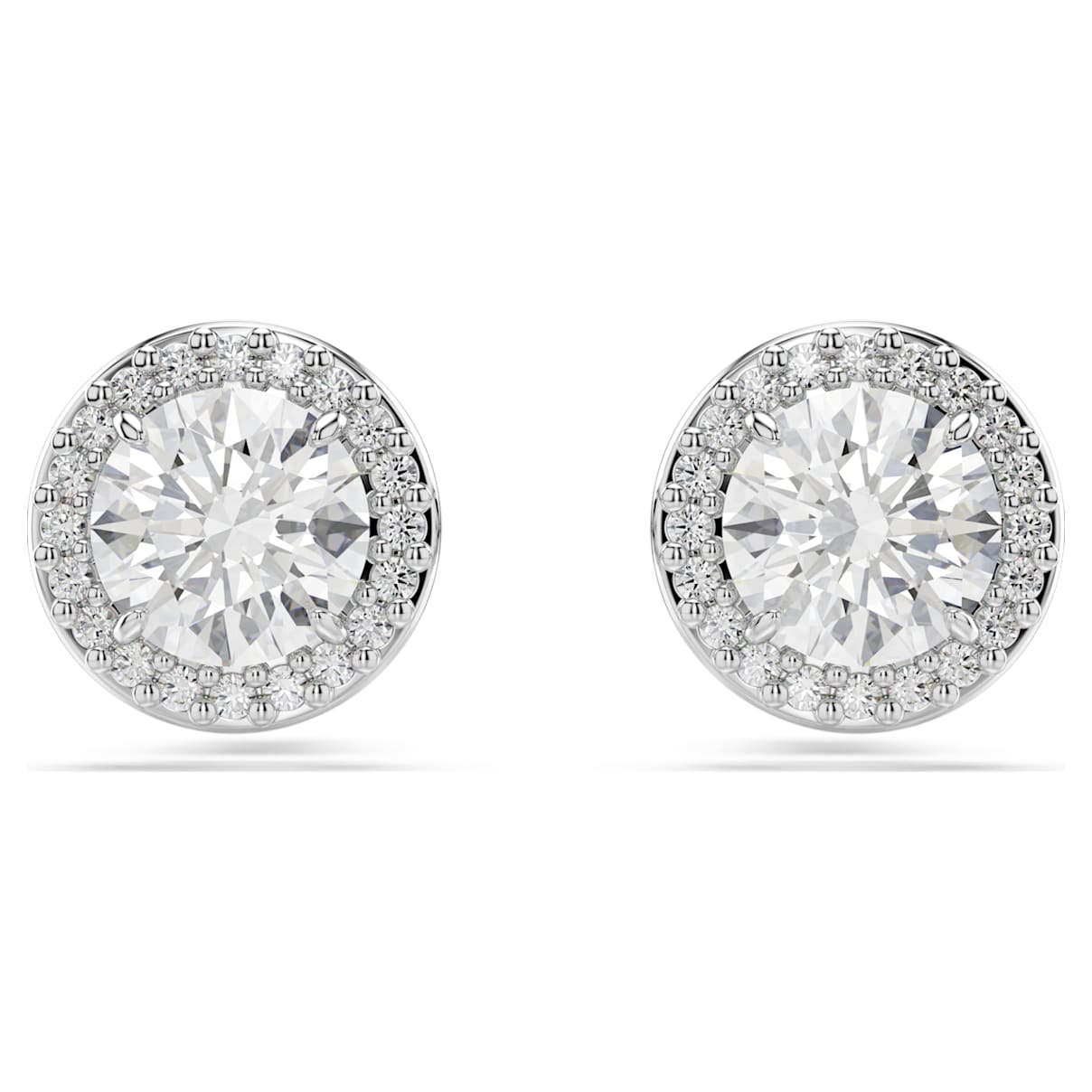 UNA ANGELIC STUD EARRINGS ROUND CUT PAVE WHITE RHODIUM PLATED
