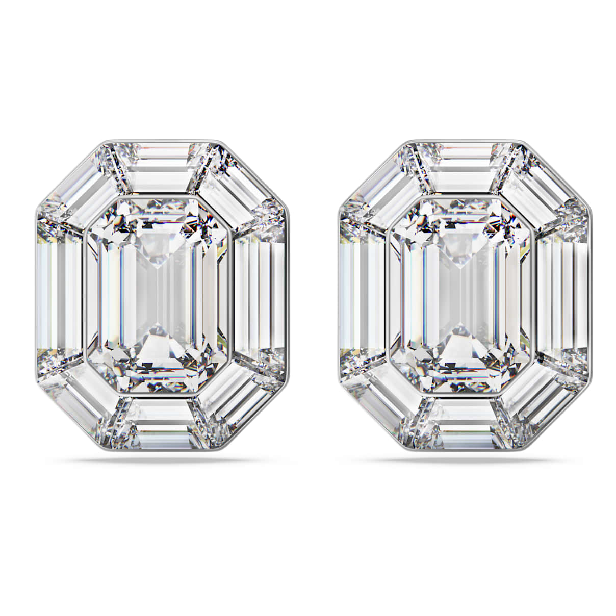 LUCENT CLIP EARRINGS OCTAGON CUT WHITE
