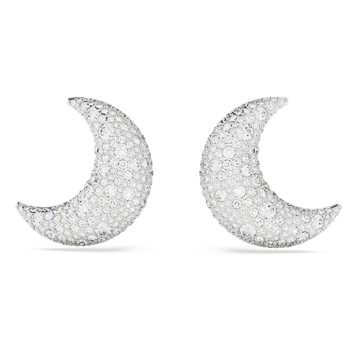 LUNA CLIP EARRINGS MOON WHITE RHODIUM PLATED