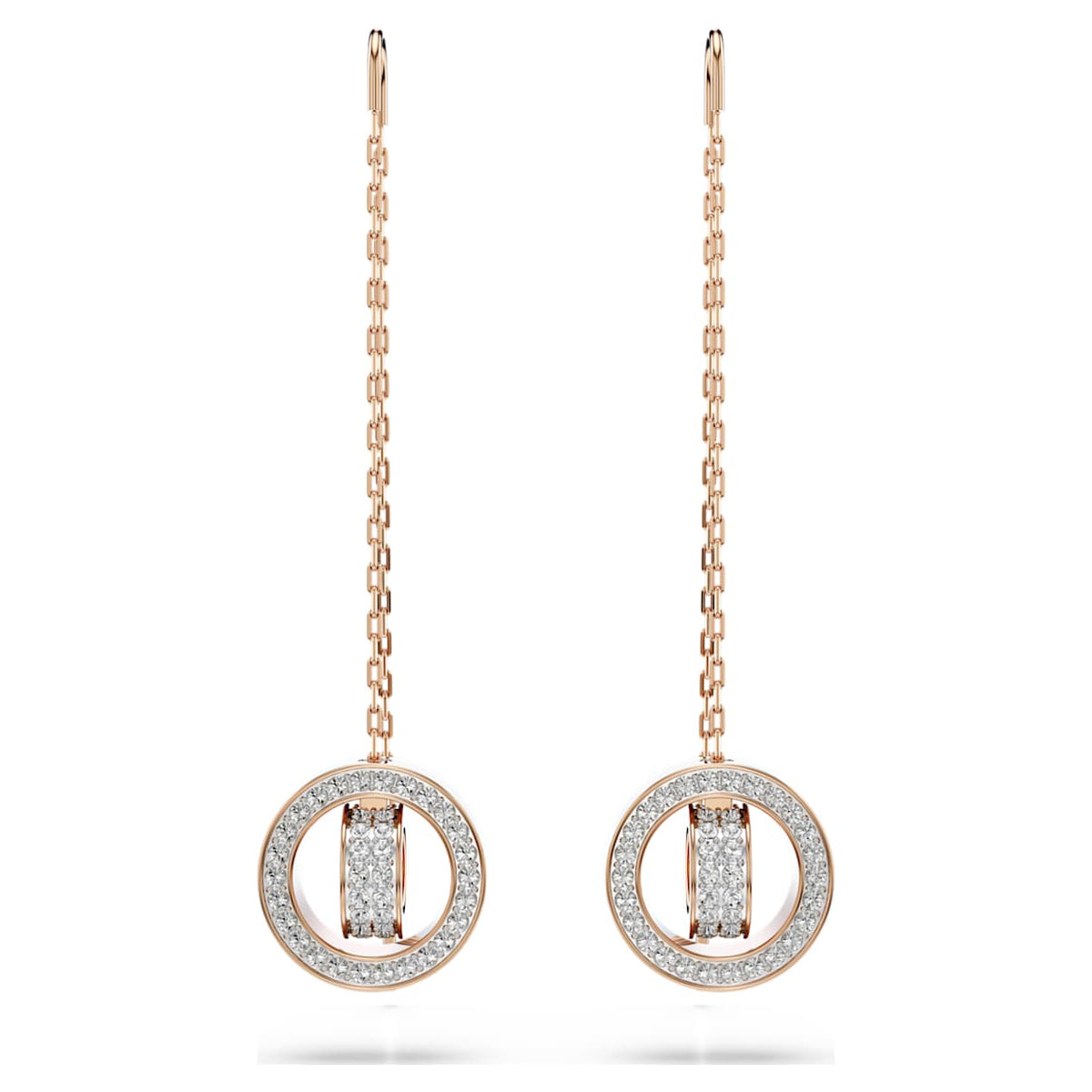 DEXTERA DROP EARRINGS PAVE WHITE ROSE GOLD TONE PLATED