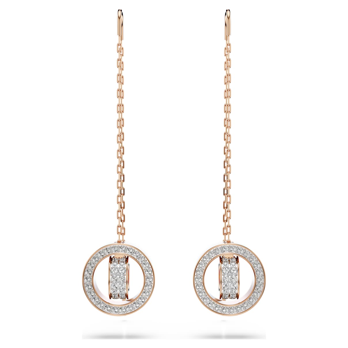 DEXTERA DROP EARRINGS PAVE WHITE ROSE GOLD TONE PLATED