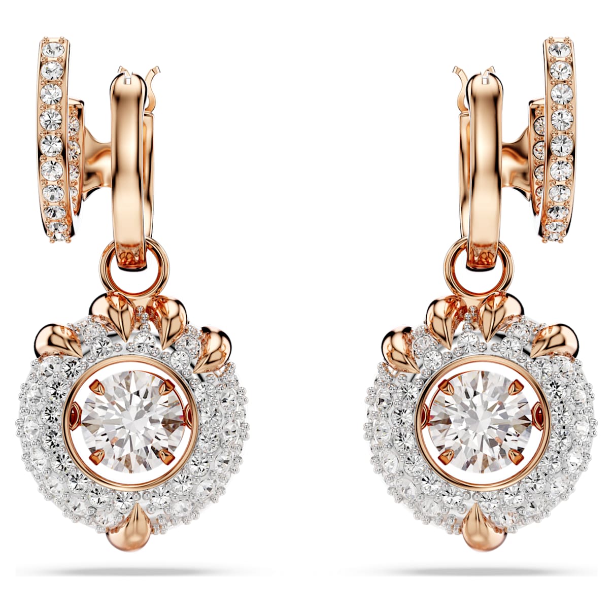 DRAGON PHOENIX DROP EARRINGS DRAGON S CLAW WHITE ROSE GOLD TONE PLATED