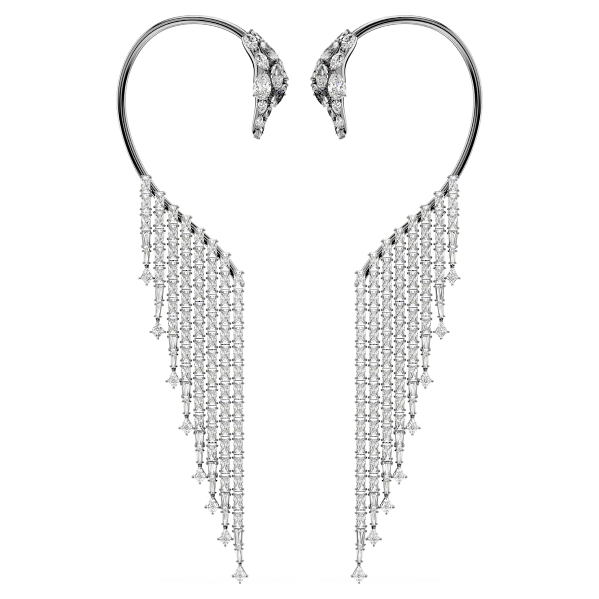 THE VIENNA COLLECTION EAR CUFFS SWAN WHITE RUTHENIUM PLATED