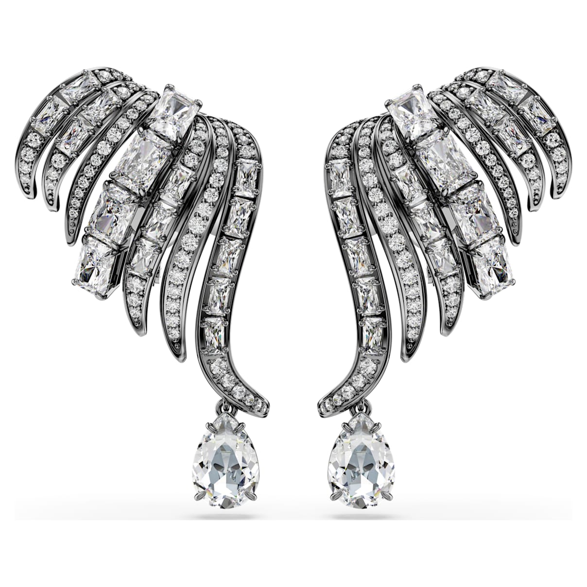 THE VIENNA COLLECTION EAR CUFFS FEATHER WHITE RUTHENIUM PLATED
