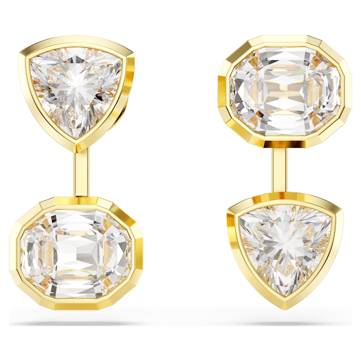 IMBER EARRING JACKETS ASYMMETRICAL DESIGN MIXED CUTS WHITE GOLD TONE PLATED