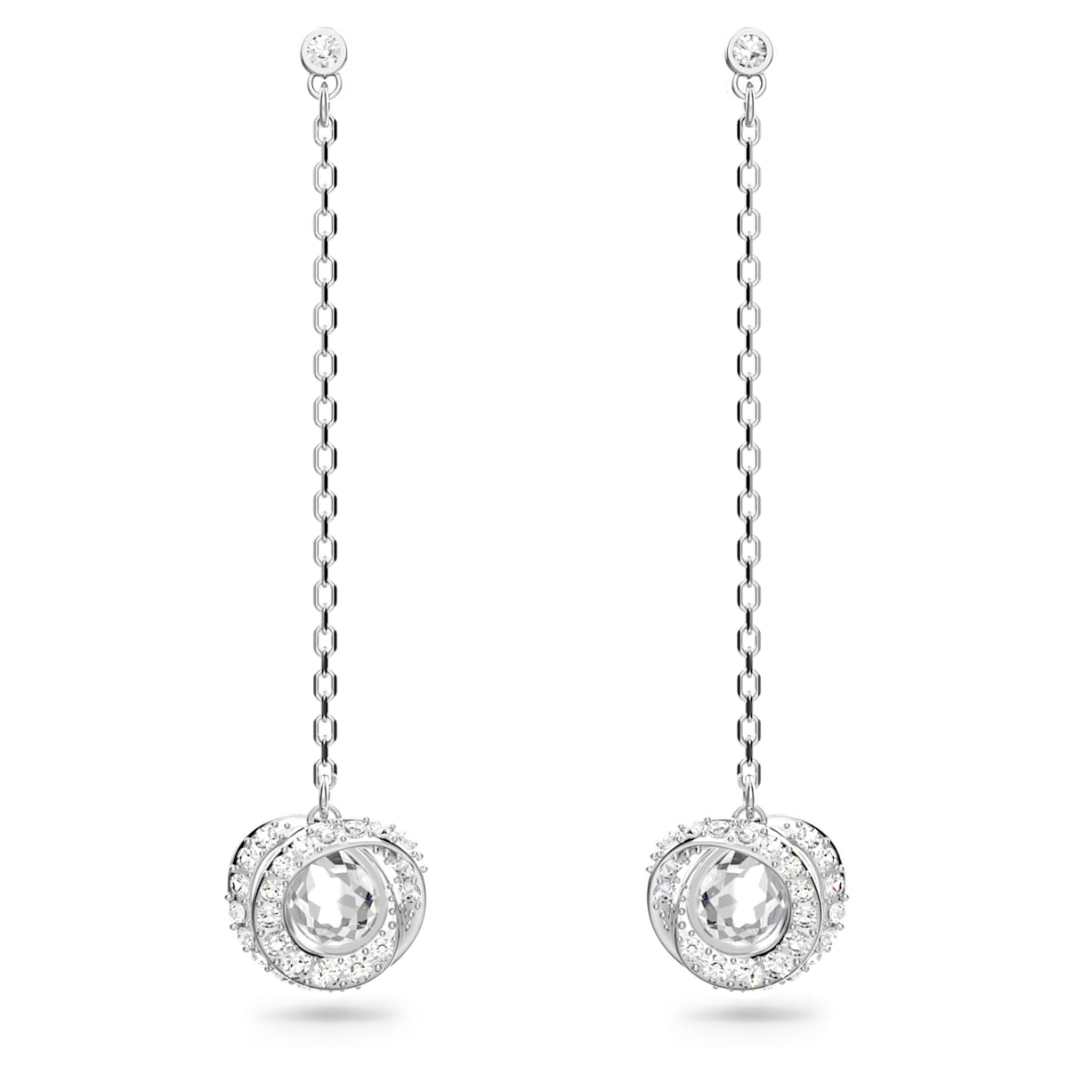 GENERATION DROP EARRINGS LONG WHITE RHODIUM PLATED