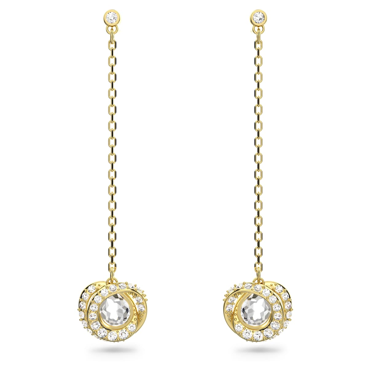 GENERATION DROP EARRINGS LONG WHITE GOLD TONE PLATED