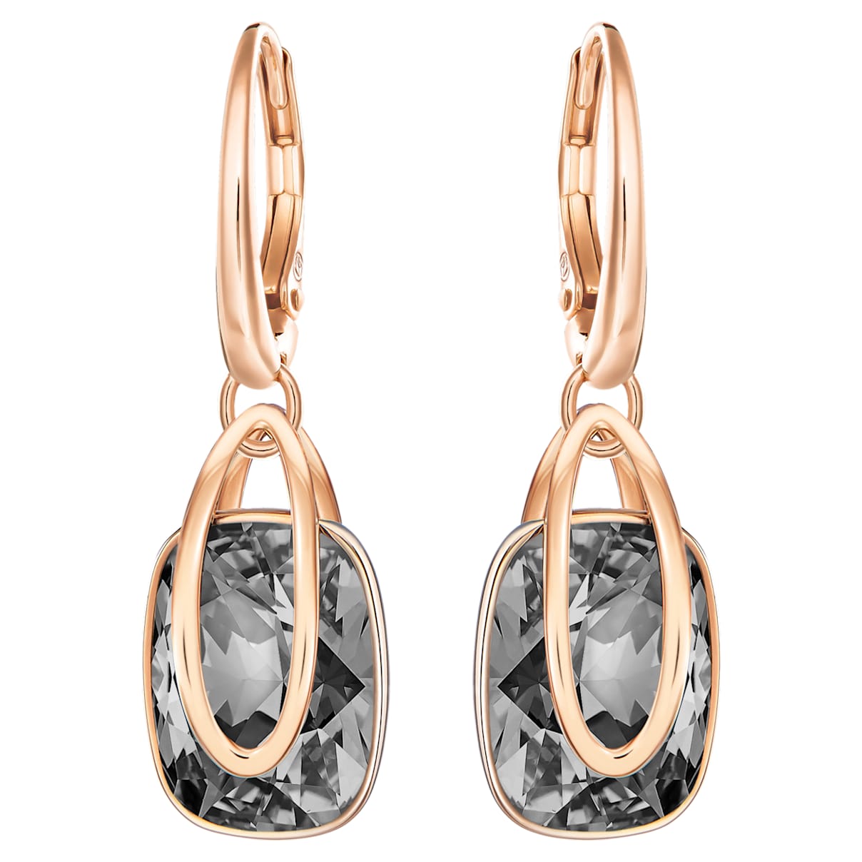HOLDING DROP EARRINGS GRAY ROSE GOLD TONE PLATED