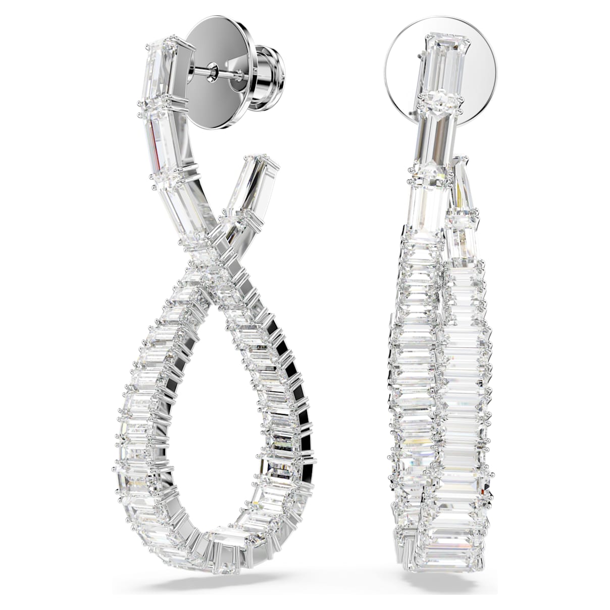 HYPERBOLA DROP EARRINGS INFINITY WHITE RHODIUM PLATED