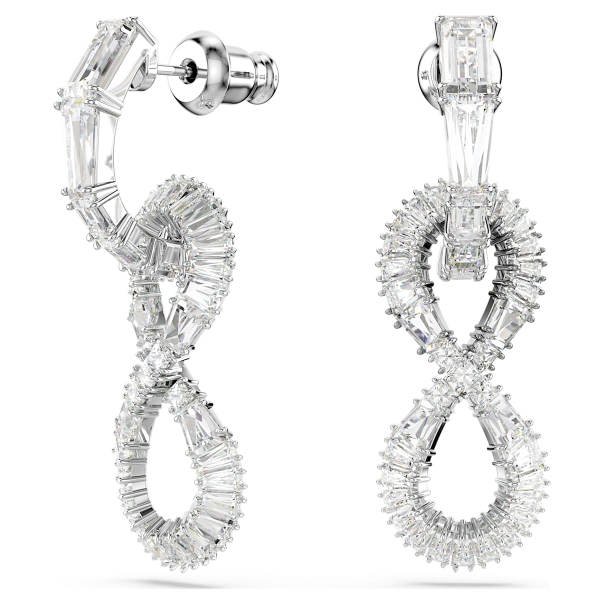 HYPERBOLA DROP EARRINGS INFINITY WHITE RHODIUM PLATED