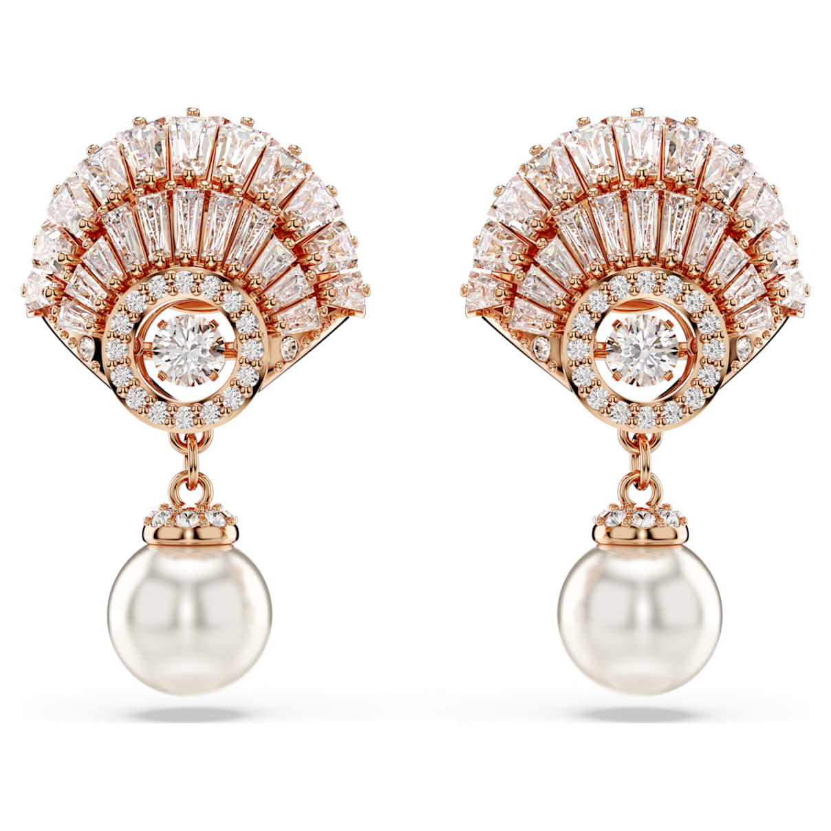 IDYLLIA DROP EARRINGS CRYSTAL PEARL SHELL WHITE ROSE GOLD TONE PLATED