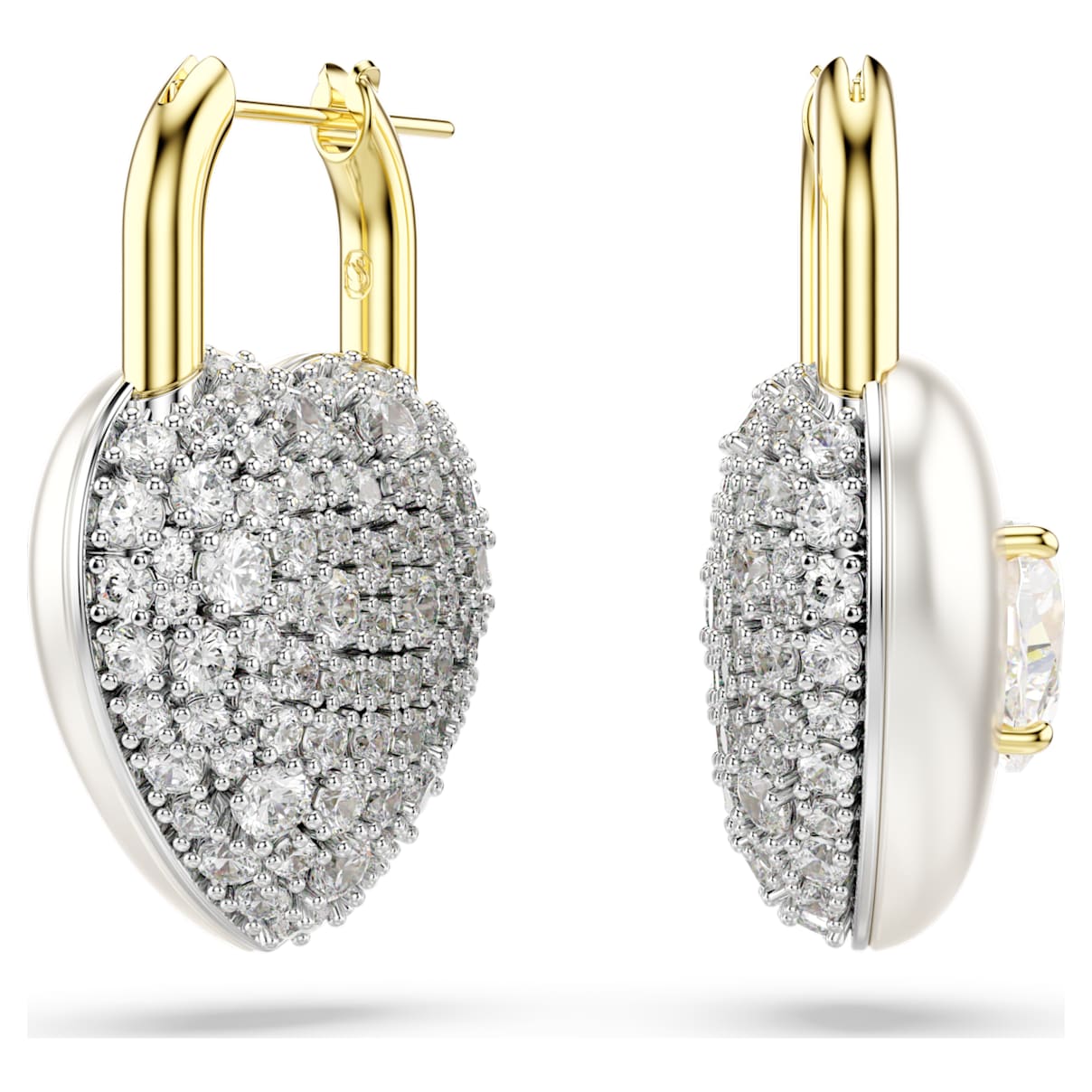 IDYLLIA DROP EARRINGS MIXED CUTS HEART WHITE GOLD TONE PLATED