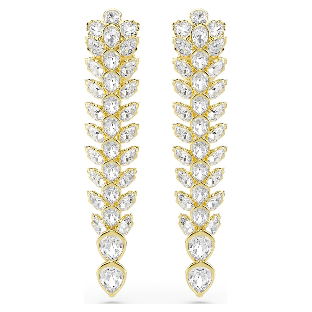 IDYLLIA DROP EARRINGS MIXED CUTS LONG WHITE GOLD TONE PLATED