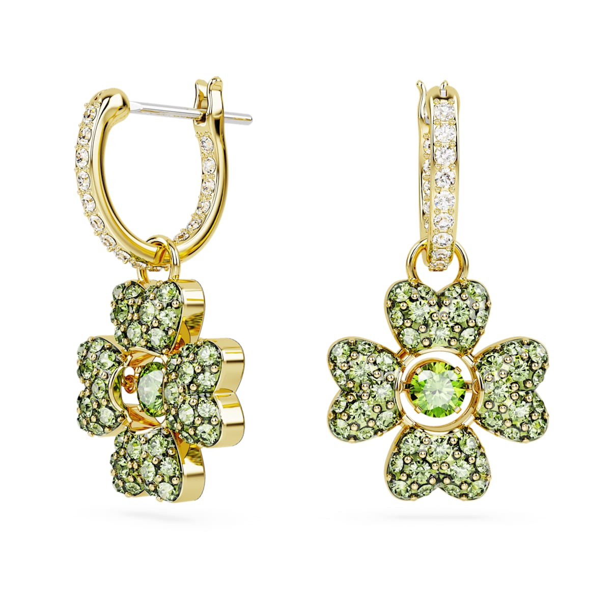 IDYLLIA DROP EARRINGS CLOVER GREEN GOLD TONE PLATED