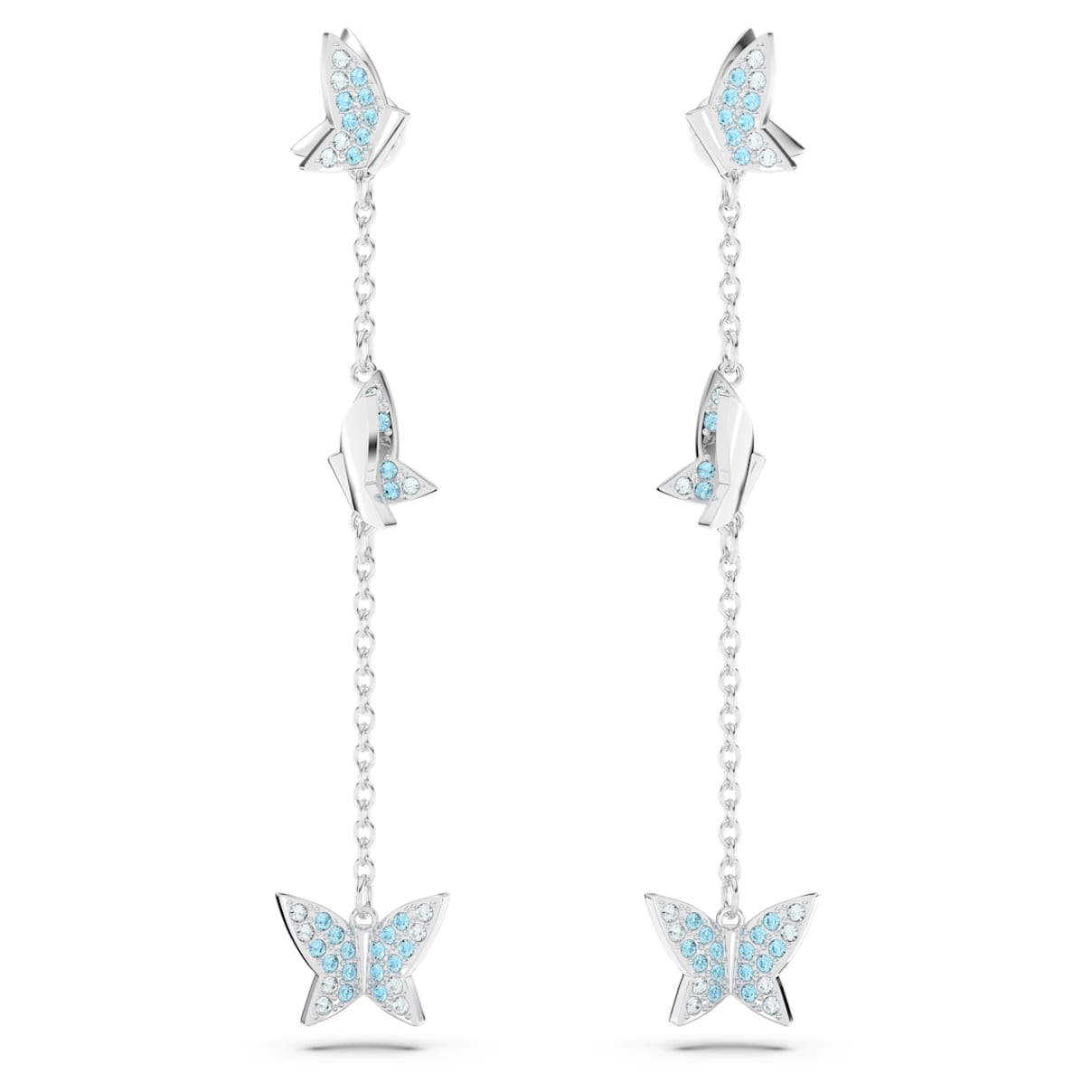 IDYLLIA LILIA DROP EARRINGS BUTTERFLY BLUE RHODIUM PLATED