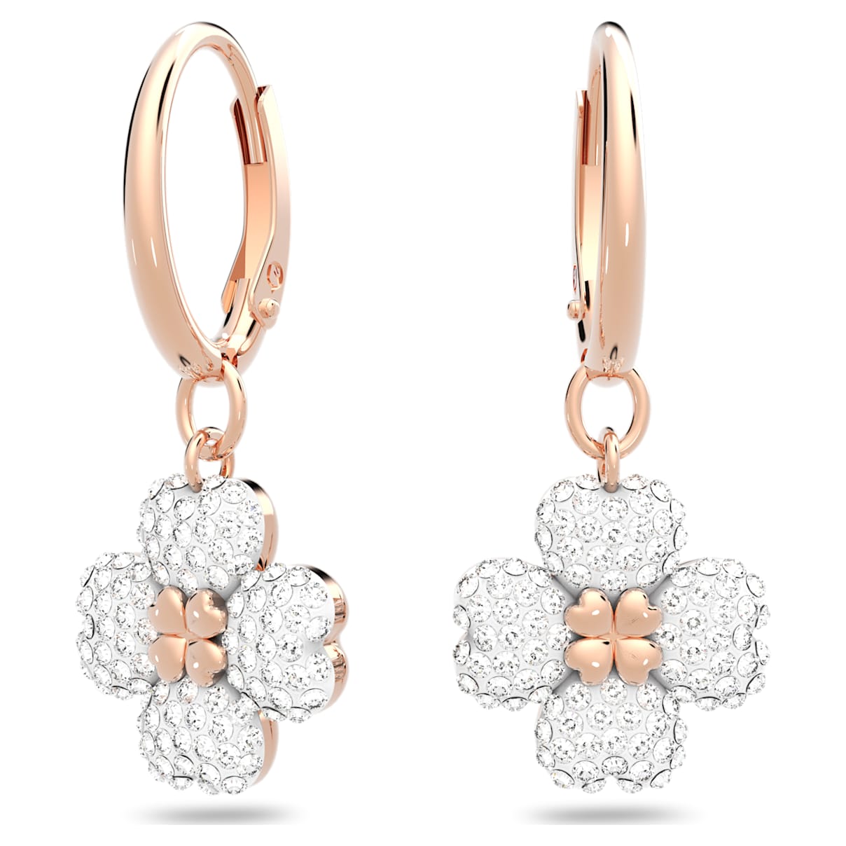 LATISHA DROP EARRINGS FLOWER WHITE ROSE GOLD TONE PLATED