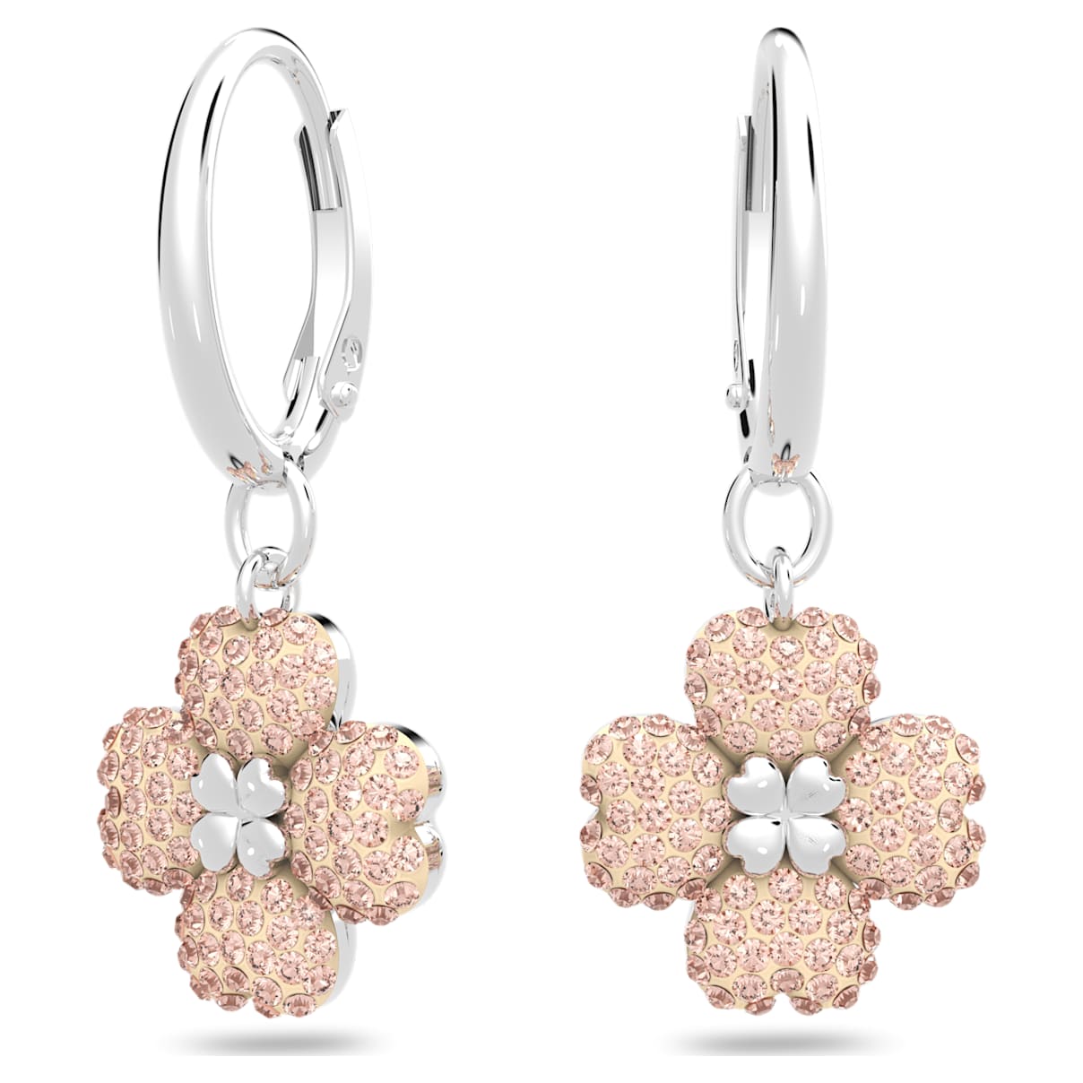 LATISHA DROP EARRINGS FLOWER PINK RHODIUM PLATED
