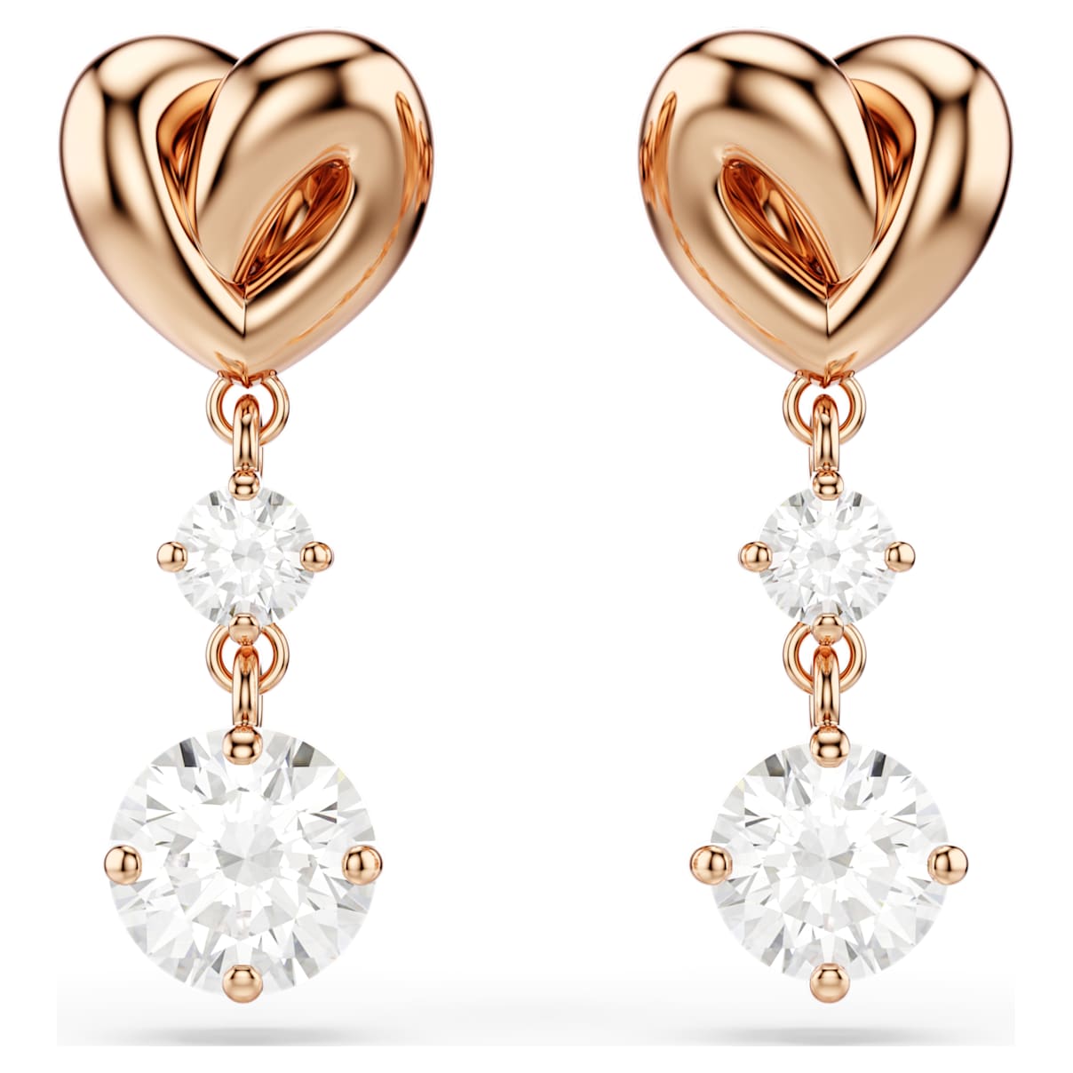 LIFELONG HEART DROP EARRINGS HEART WHITE ROSE GOLD TONE PLATED