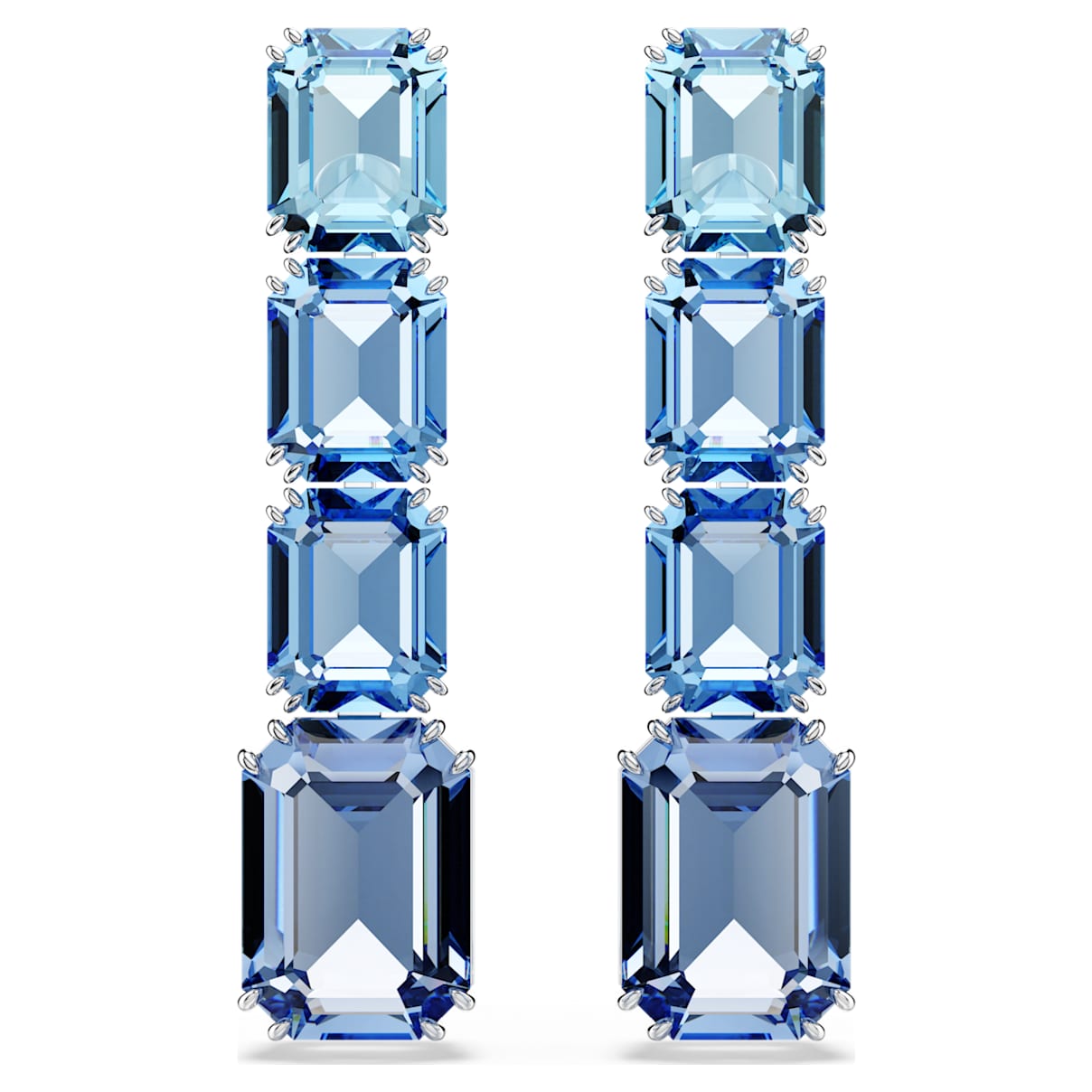 MILLENIA DROP EARRINGS OCTAGON CUT COLOR GRADIENT BLUE RHODIUM PLATED