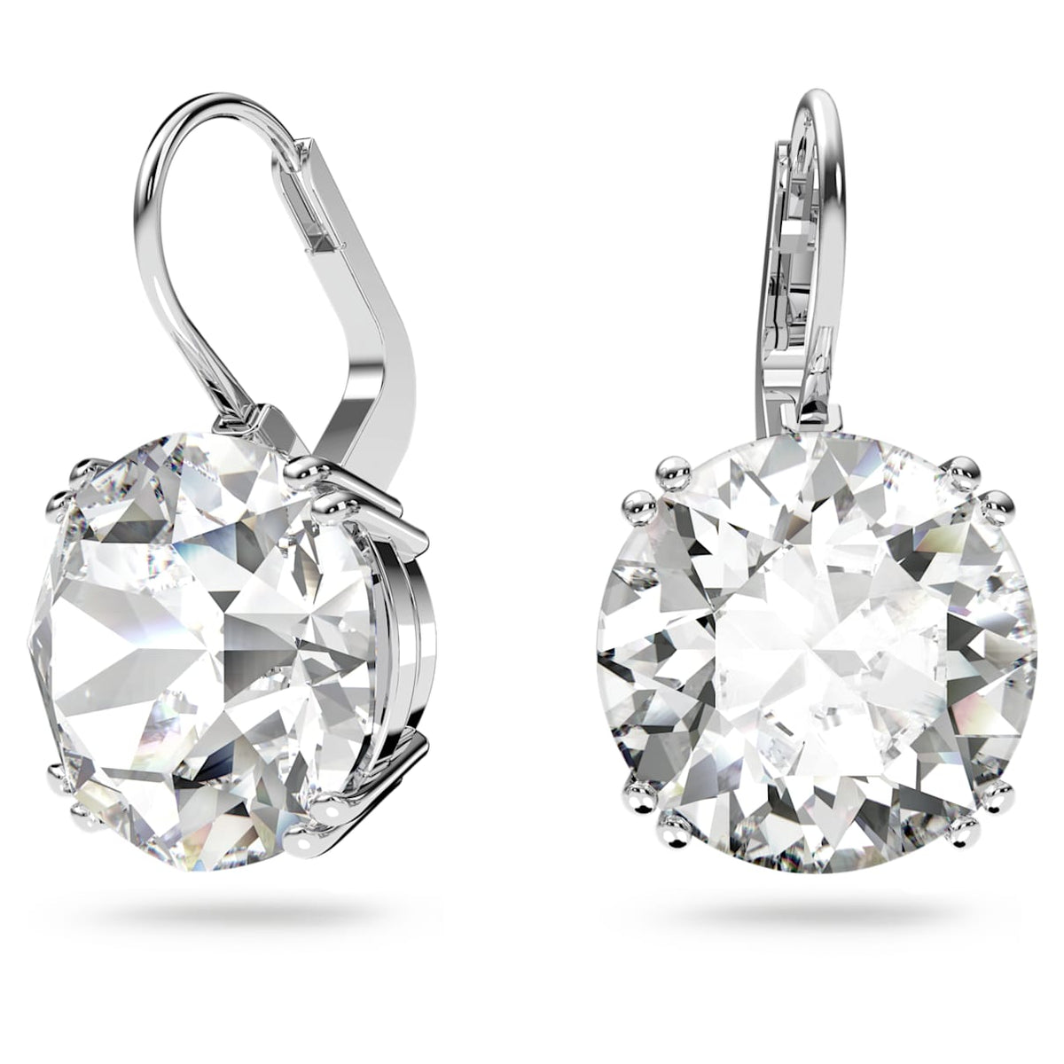 MILLENIA DROP EARRINGS ROUND CUT WHITE RHODIUM PLATED