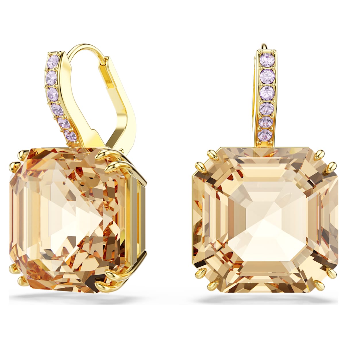 MILLENIA DROP EARRINGS MIXED CUTS CARAMEL GOLD TONE PLATED