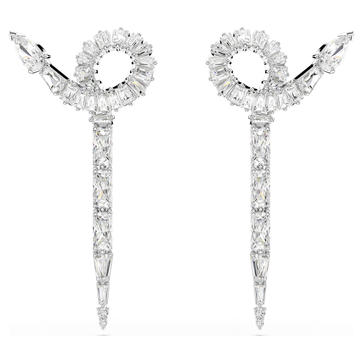 SNAKE DROP EARRINGS MIXED CUTS YEAR OF THE SNAKE WHITE RHODIUM PLATED