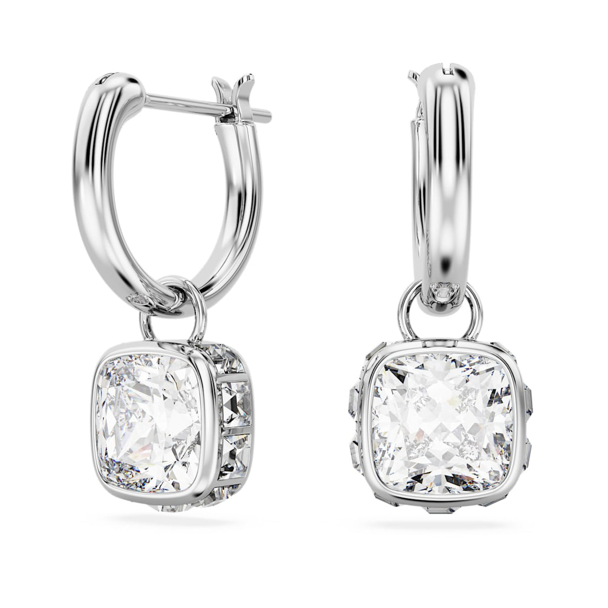 STILLA DROP EARRINGS SQUARE CUT WHITE RHODIUM PLATED