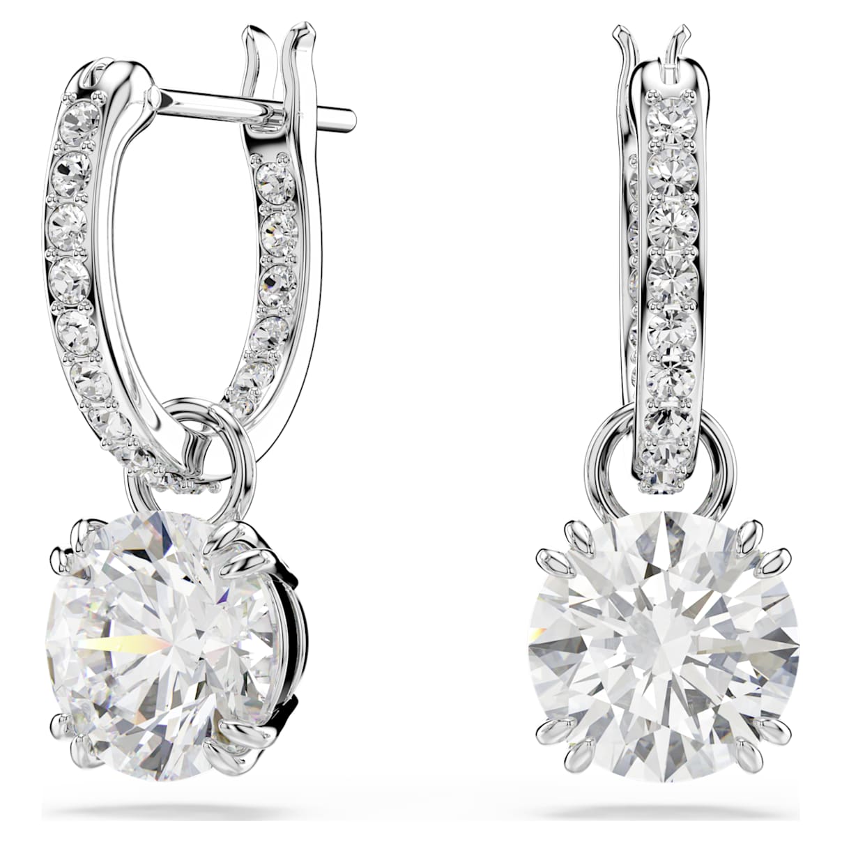 STILLA DROP EARRINGS ROUND CUT WHITE RHODIUM PLATED