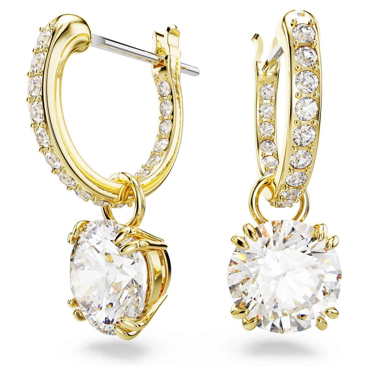 STILLA DROP EARRINGS ROUND CUT WHITE GOLD TONE PLATED