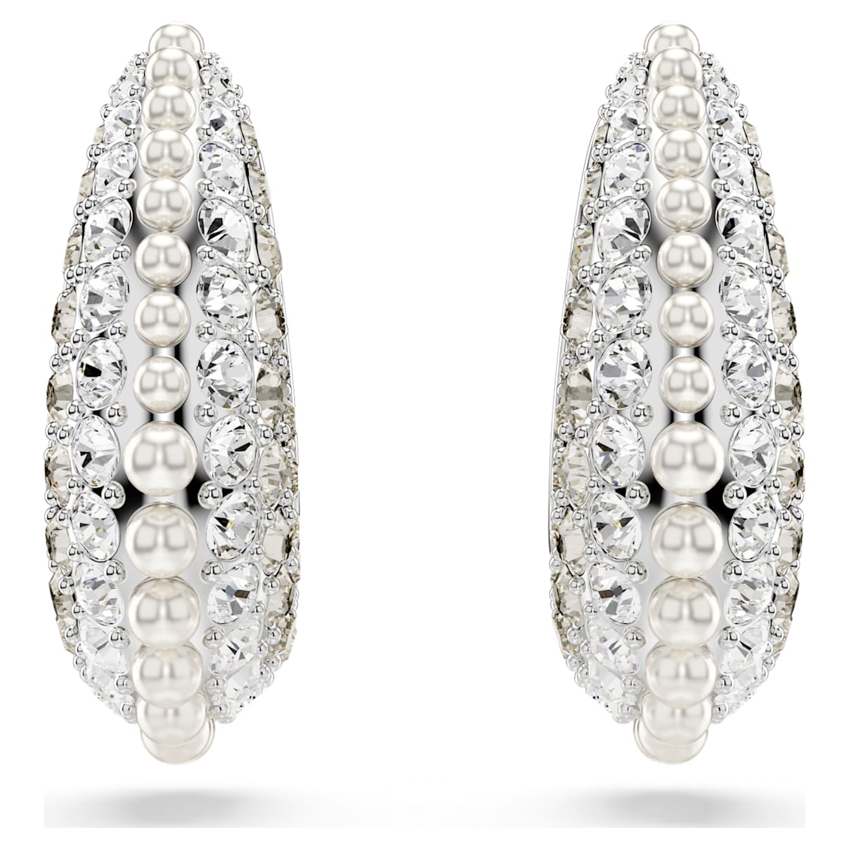 SUBLIMA DROP EARRINGS CRYSTAL PEARL ROUND CUT SMALL WHITE RHODIUM PLATED