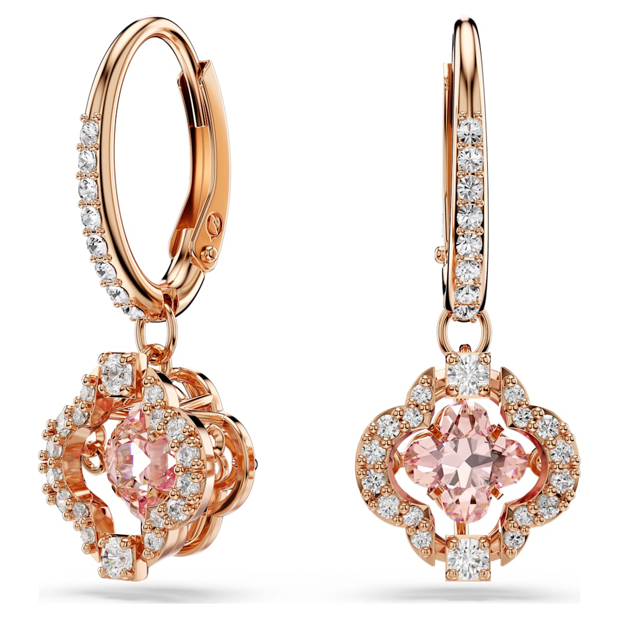 UNA DROP EARRINGS CLOVER PINK ROSE GOLD TONE PLATED