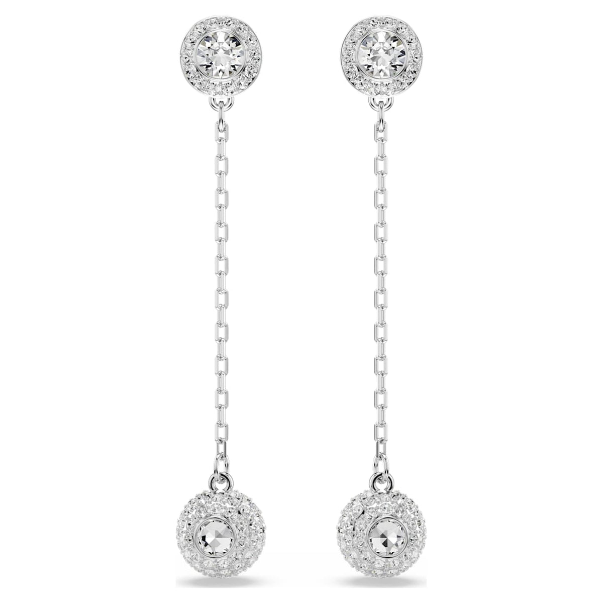 UNA ANGELIC DROP EARRINGS ROUND CUT WHITE RHODIUM PLATED
