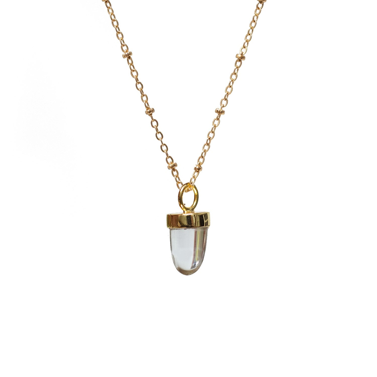 Pendulum Rock Crystal Pendant On Long Satellite Chain
