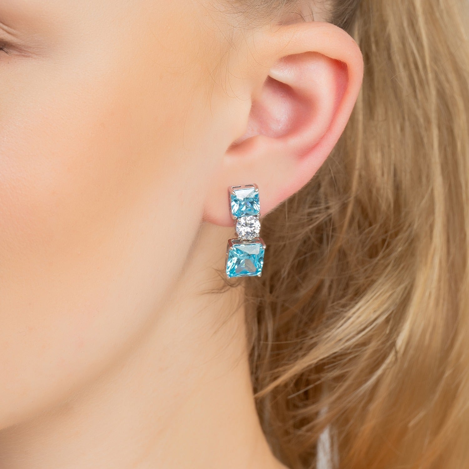 Penelope Drop Earrings Blue Topaz Silver