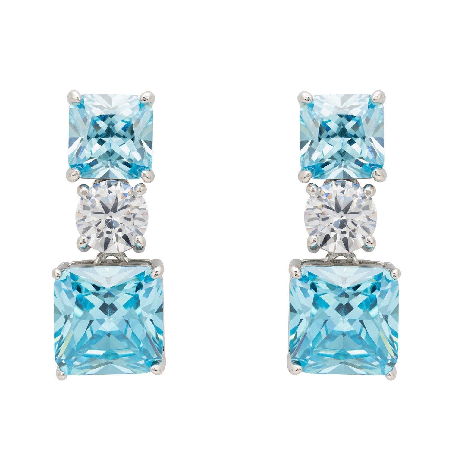 Penelope Drop Earrings Blue Topaz Silver