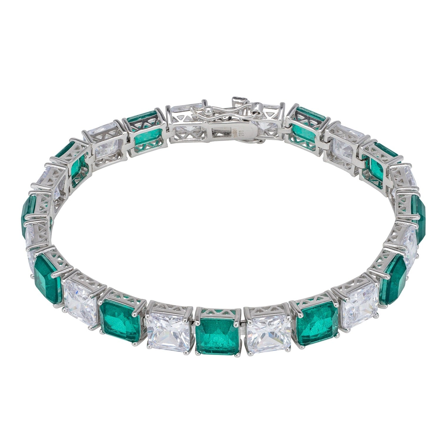 Penelope Tennis Bracelet Emerald Silver