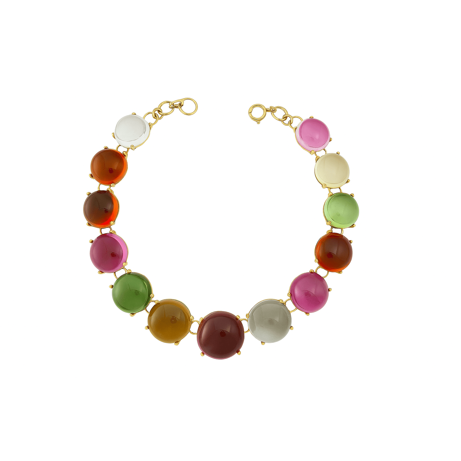 Penny Round Cabachon Multi Color Necklace