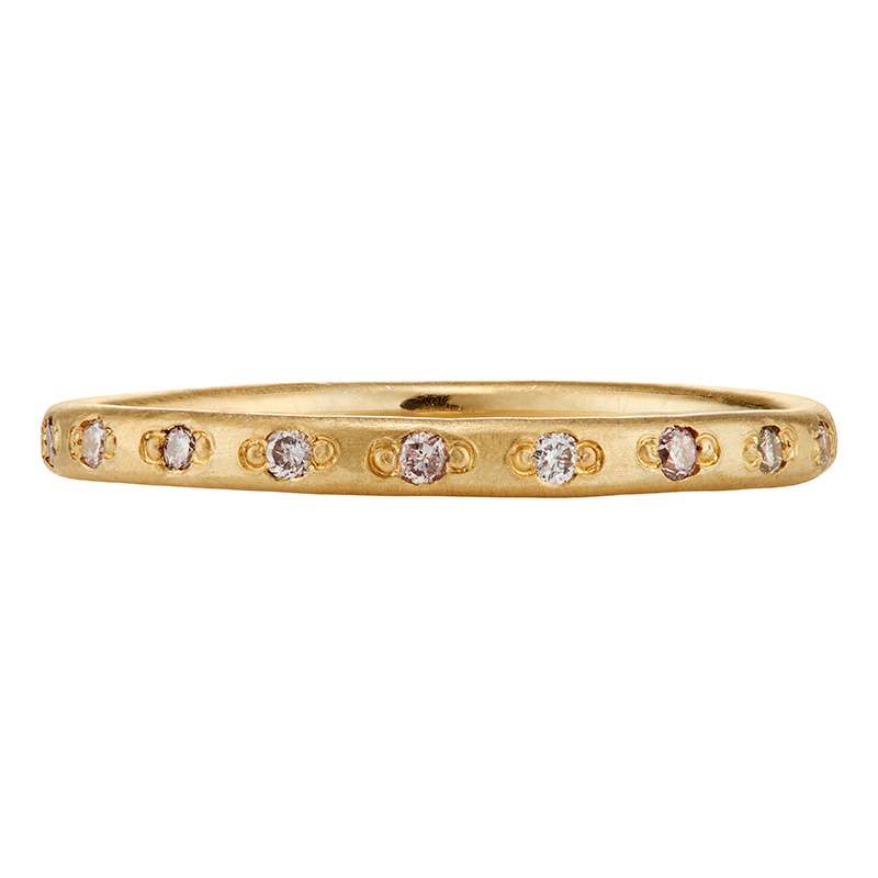 Peony — Natural Pink Diamond Wedding Band in 18ct Fairmined Gold