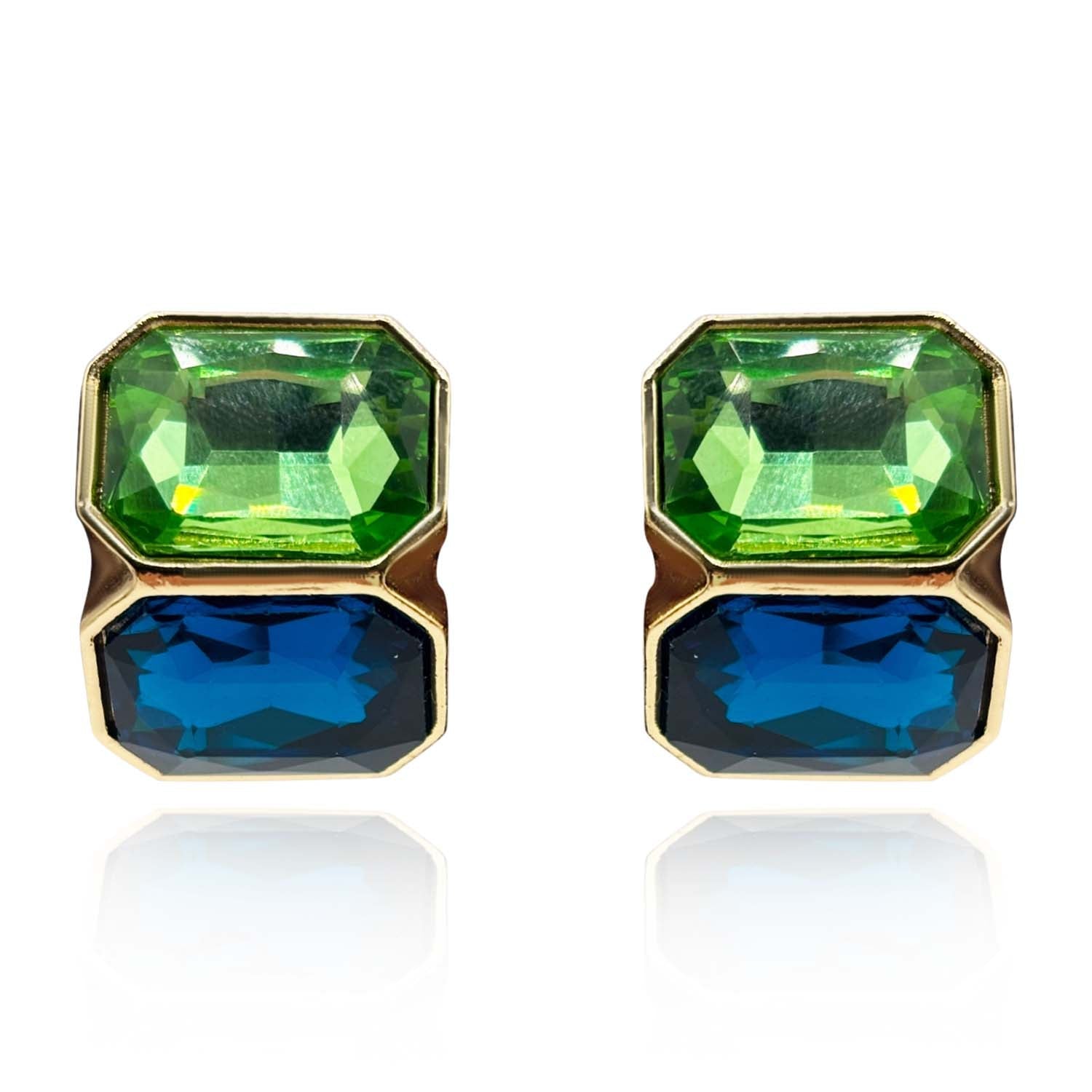 Peridot And Sapphire Double Stone Clip Earrings