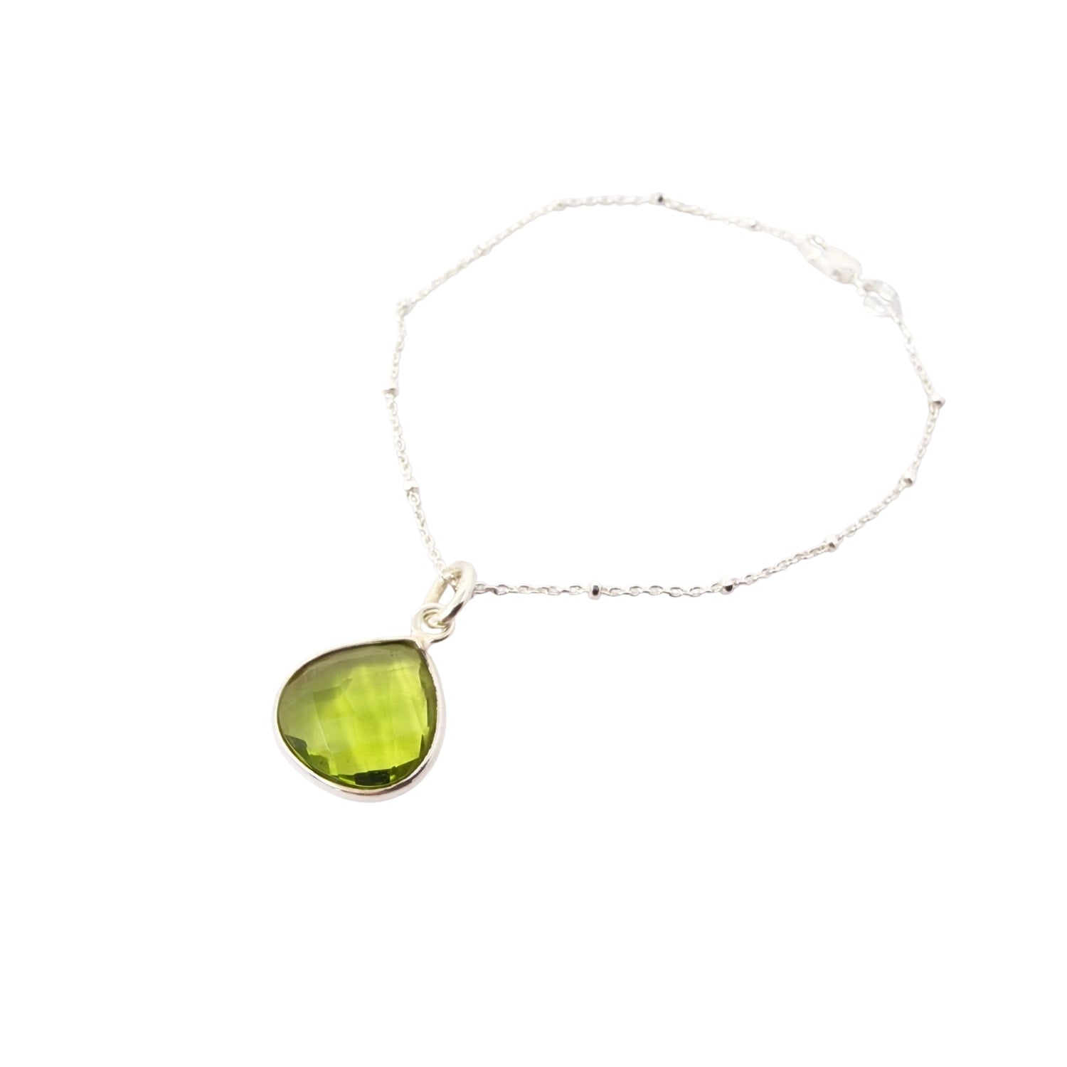 Peridot August Birthstone Shiny Silver Bracelet