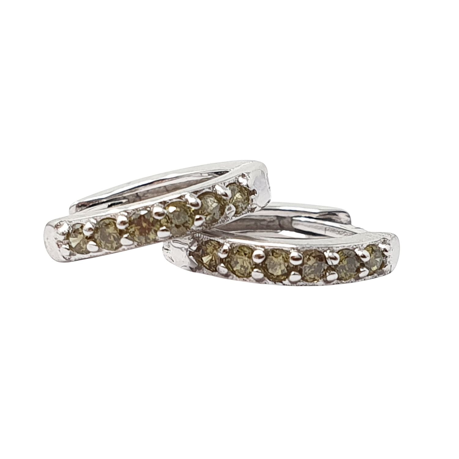 Peridot August Birthstone Small Silver Huggie Hoops